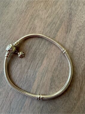 Pandora Sterling Silver Women’s Snake Chain Bracelet with Floral Daisy Charm